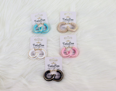 Metallic Colored Gold Hoop in White, Blue, Pink, Cream or Black