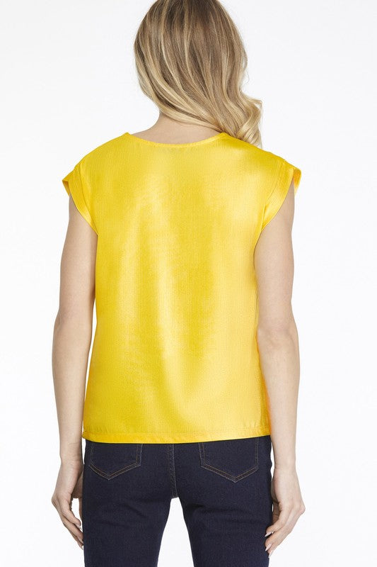 Yellow Sleeveless Metallic Knit Top