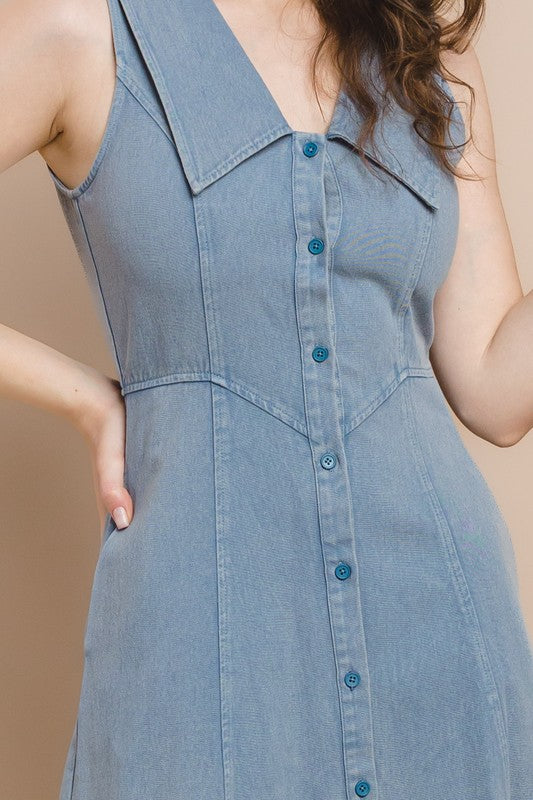 Denim Button Down Midi Dress