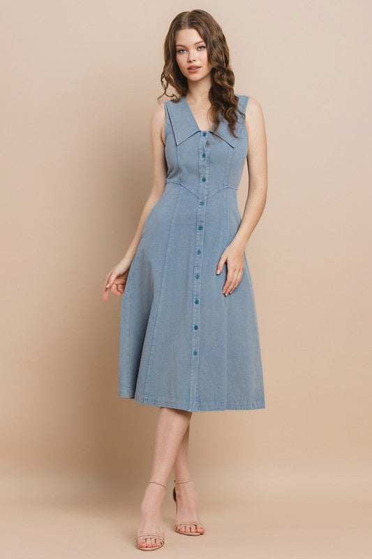 Denim Button Down Midi Dress