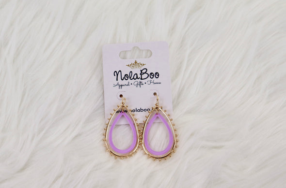 Tear Drop Acetate Earrings in Black or Purple