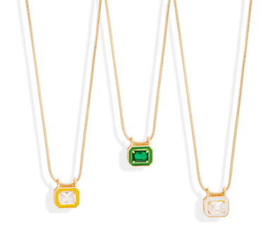 Gemstone Pendant Necklace In 3 Colors