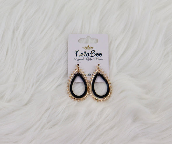 Tear Drop Acetate Earrings in Black or Purple