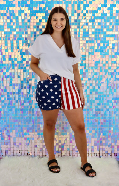 Judy Blue High Waist American Flag Fray Hem Shorts