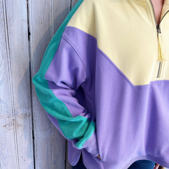 Adult Pastel Mardi Gras 1/4 Zip Fleece