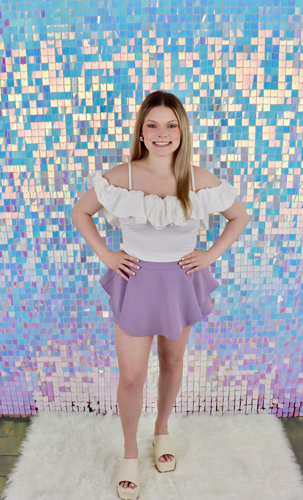 White Off the Shoulder Bubble Top