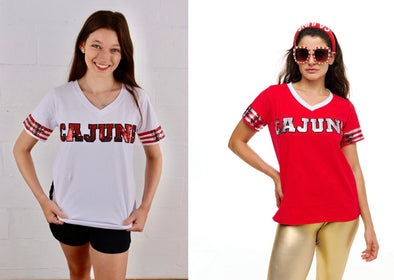 Cajuns Sequins Shirt In White Or Red (S-XXL)