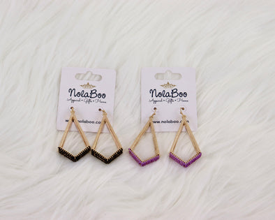 Geometric Earrings in Purple or Black