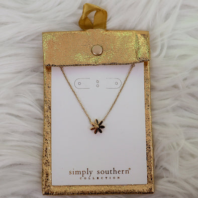 Gold Flower Charm Necklace