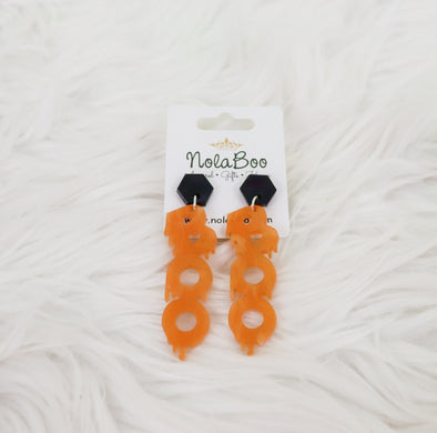 Orange Acrylic Boo Earrings