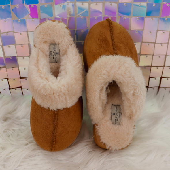 Brown Platform Sherpa Slippers