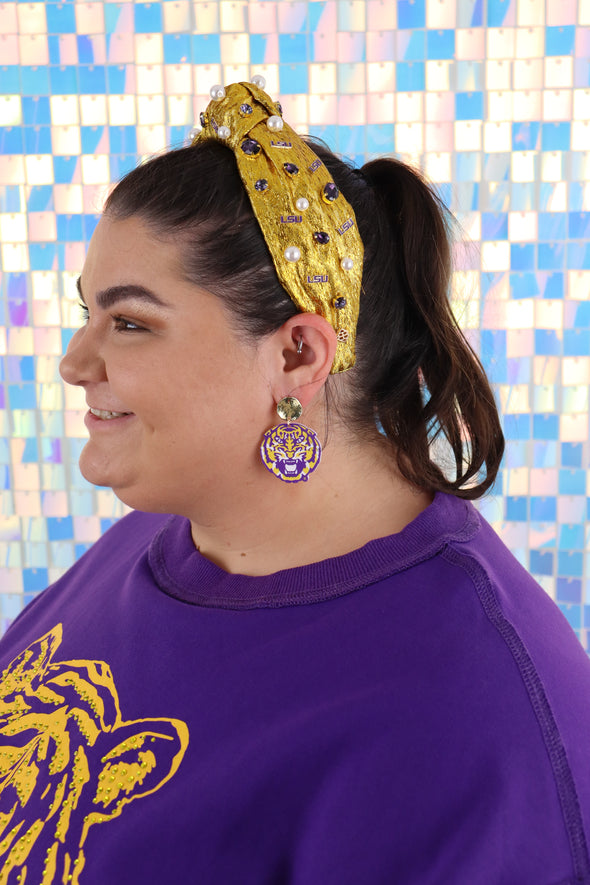 LSU Roaring Tiger Drop Earrings