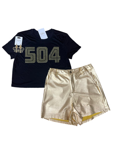 Black And Gold 504 Crop Top