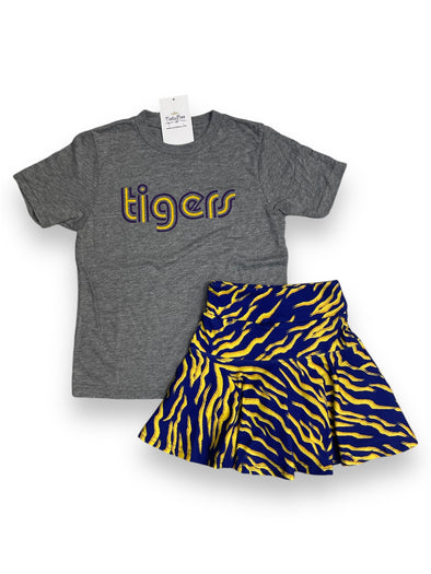 Kids Grey Mono Tigers Tee