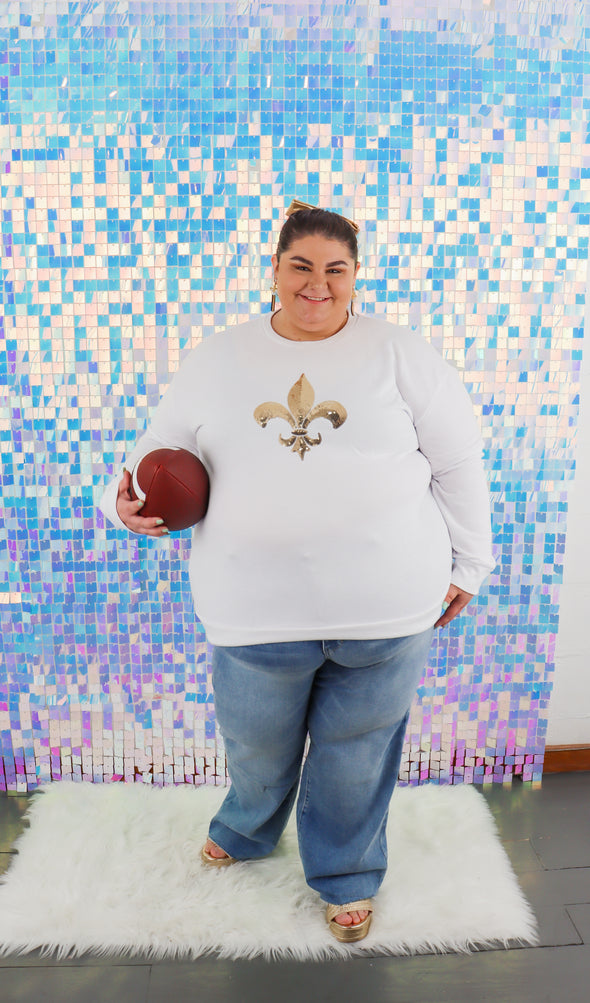 Fleur De Lis Sequin Sweatshirt