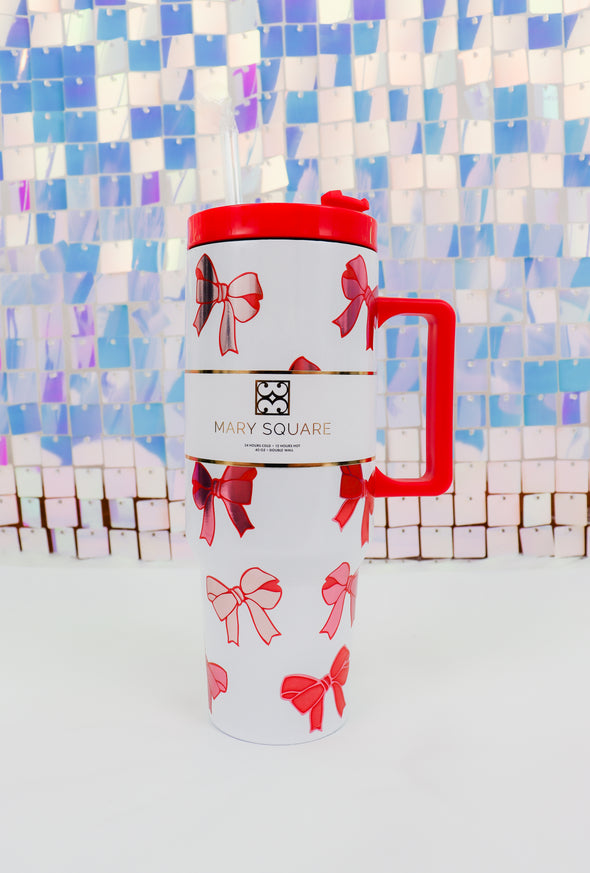 40oz Red And Pink Bows Tumbler