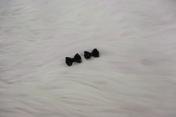 Rhinestone Bow Stud Earrings in Gold and Black