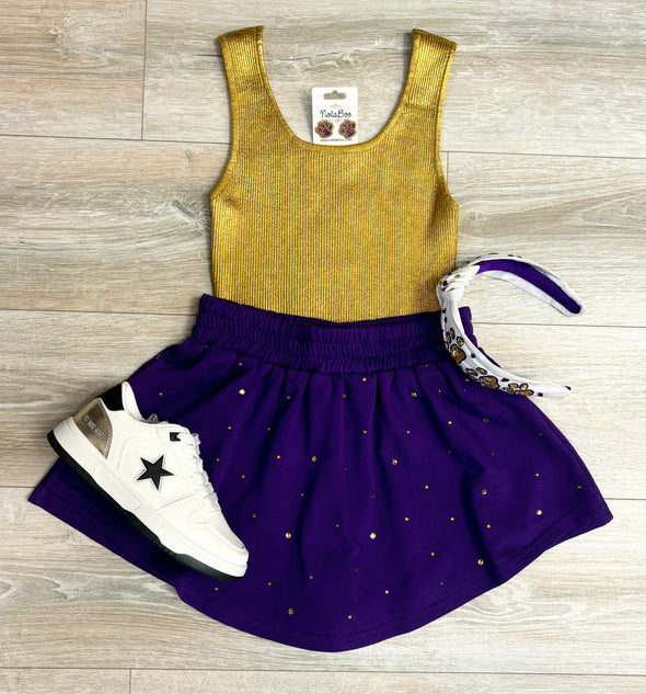 Colored Rhinestone Embellished Skort