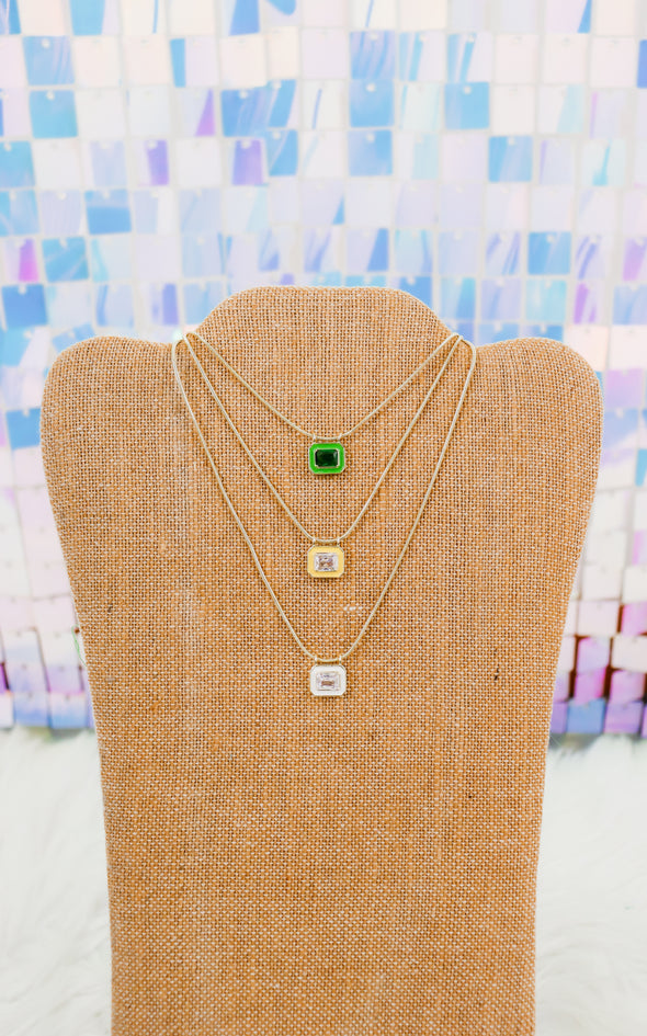 Gemstone Pendant Necklace In 3 Colors