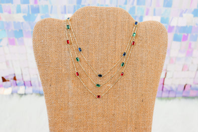 Gold Gemstone Beaded Necklace In 3 Colors