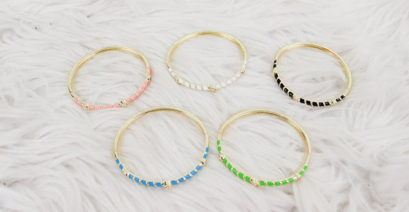 Gemstone Studded Gold Bangle In 5 Colors