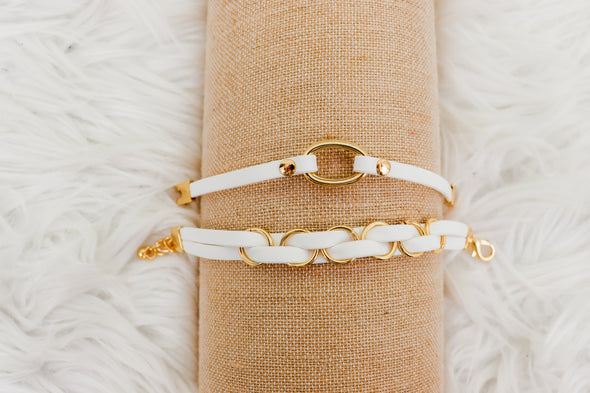 Faux Leather Chain Bracelet In 4 Styles