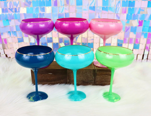 Sugar Plum Coupe Glasses in 6 Different Colors