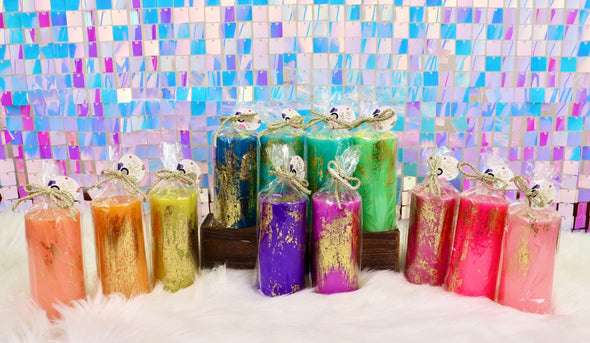 Rainbow Pillar Candle in 12 Different Colors