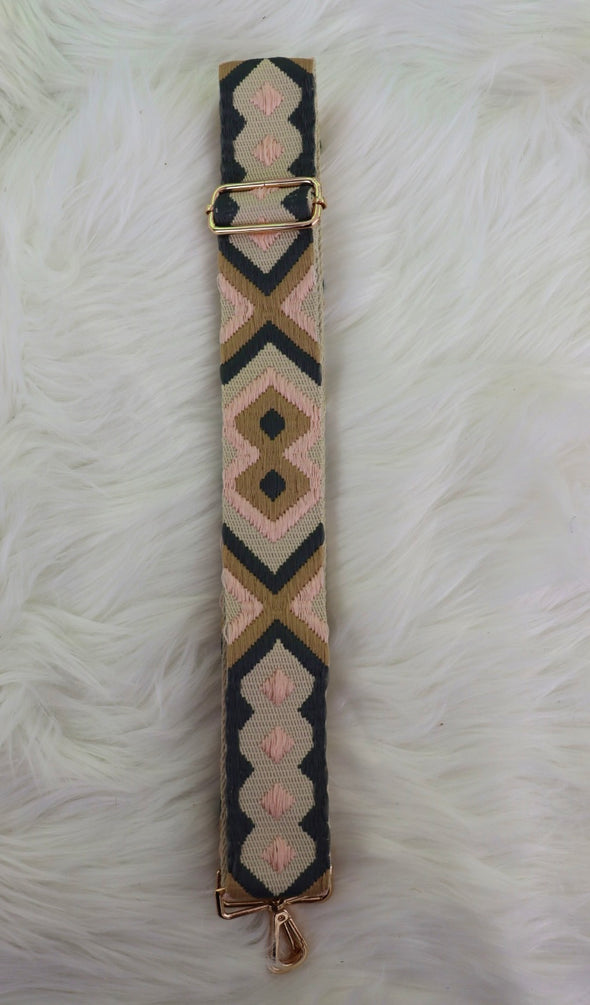 Pink And Camel Bohemian Purse Strap