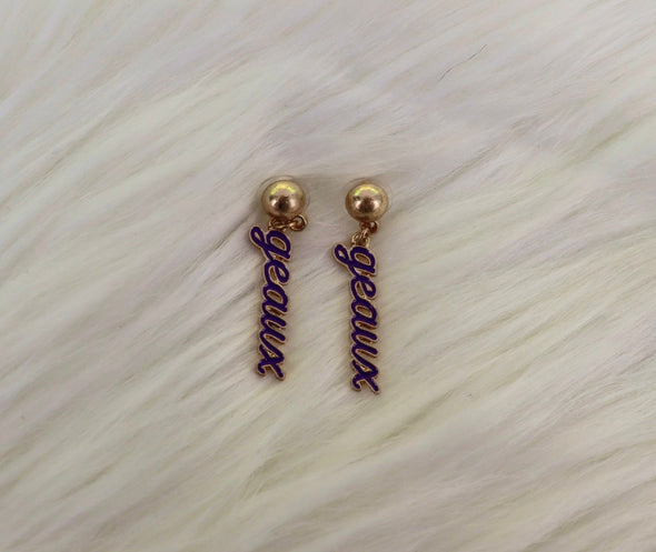 Tigers Enamel Script Earrings