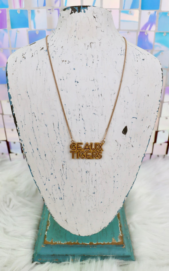 Go Tigers Outline Enamel Necklace