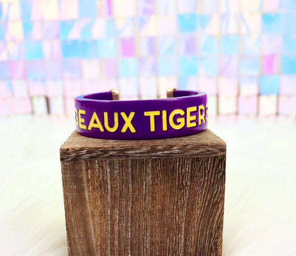 Purple Tigers Resin Cuff Bracelet