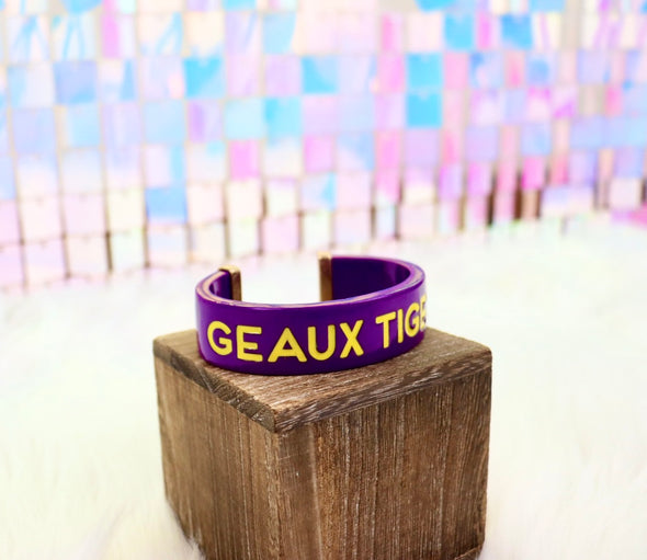 Purple Tigers Resin Cuff Bracelet