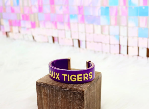 Purple Tigers Resin Cuff Bracelet