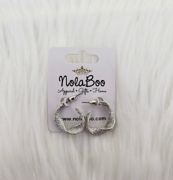 Silver Twist Hoop Earrings