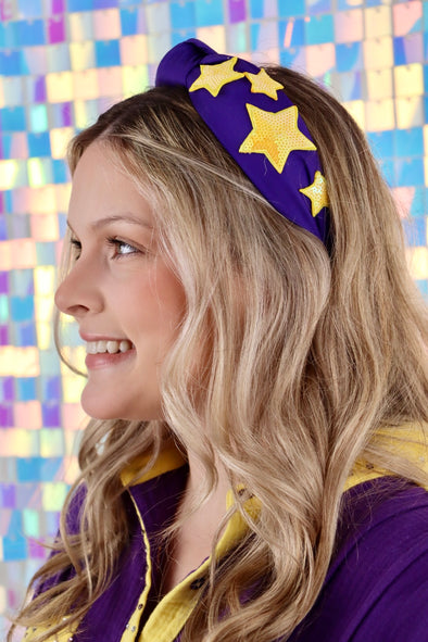 Purple And Gold Star Emma Headband