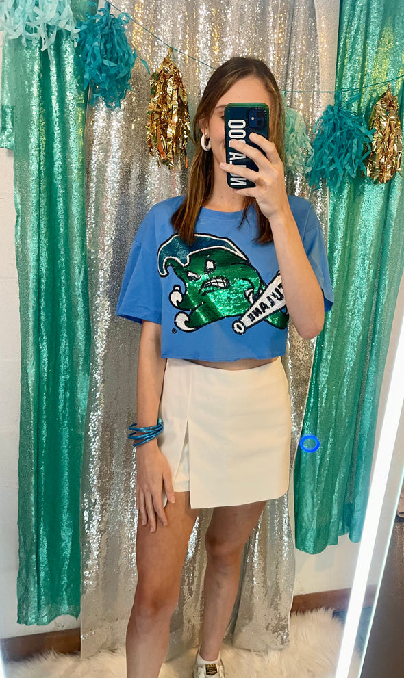 Sequin Angry Wave Crop Top