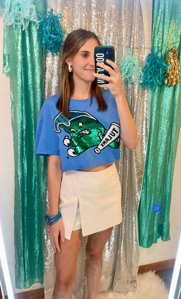 Sequin Angry Wave Crop Top