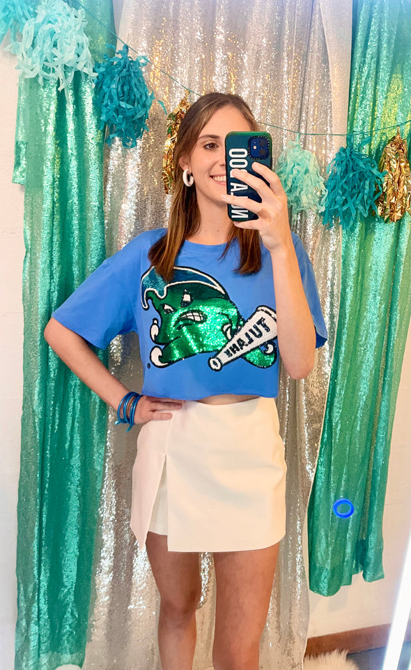 Sequin Angry Wave Crop Top