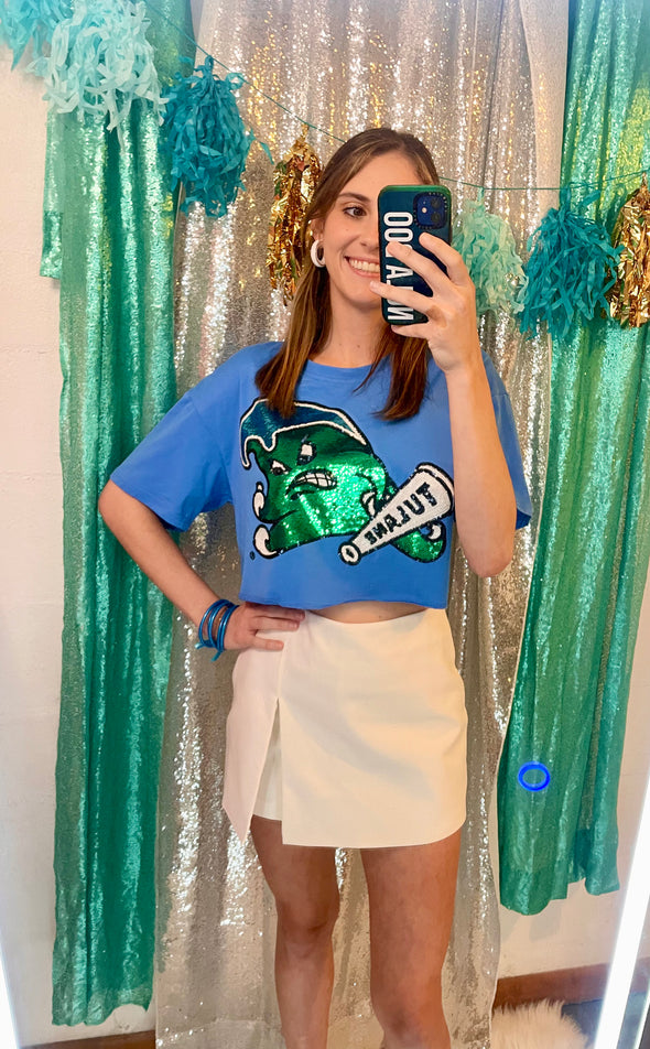 Sequin Angry Wave Crop Top