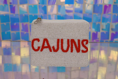 Beaded Cajuns Coin Purse In White