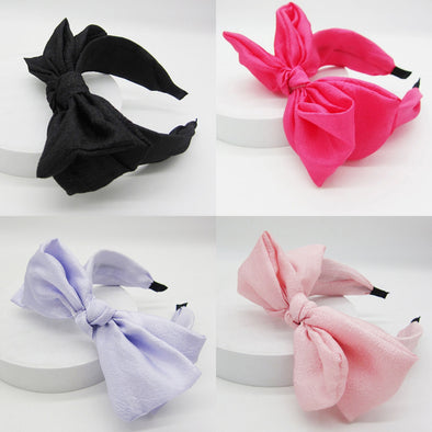 Fluffy Bow Headband In 4 Colors