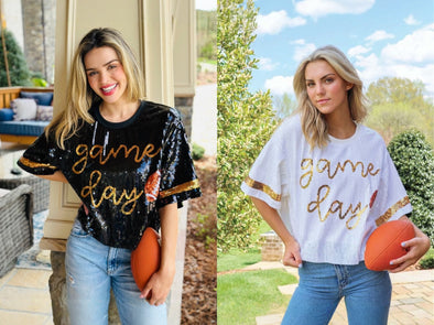 Sequin Game Day Crop Top In 2 Colors (S-2XL)