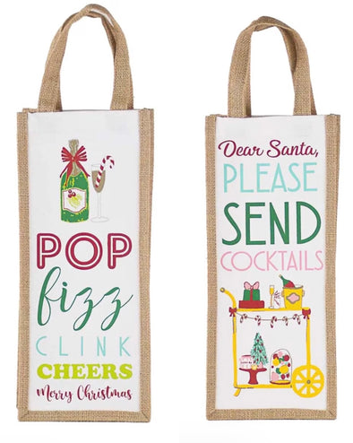 Christmas Wine Totes In 2 Options (6x14x4)