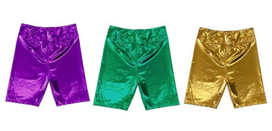 Adult Metallic Biker Shorts In Purple Green Or Gold