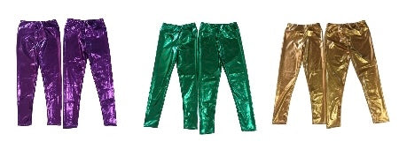 Metallic Toddler Leggings in Purple Green Or Gold