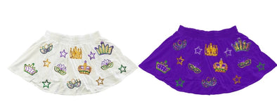 Adult Mardi Gras Crown Skort In White Or Purple (S-3XL)