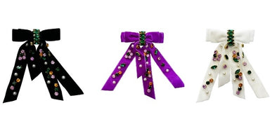 Mardi Gras Bejeweled Ribbon Bow In 3 Colors