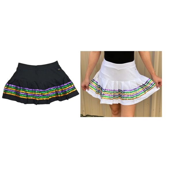 Mardi Gras Sequin Adult Skort in Black or White