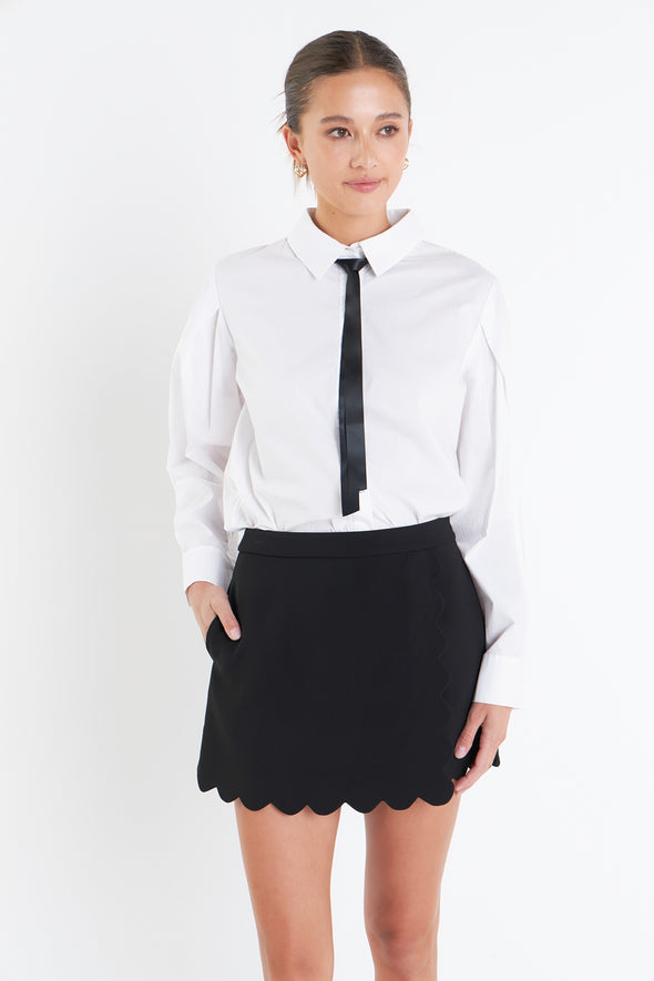 Black Scallop Skort